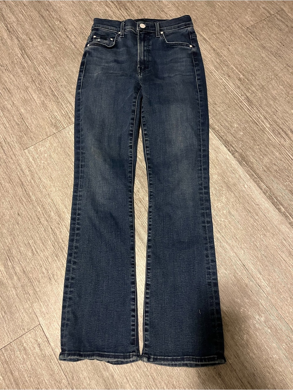 MOTHER Dark Blue Cropped Flare Jeans